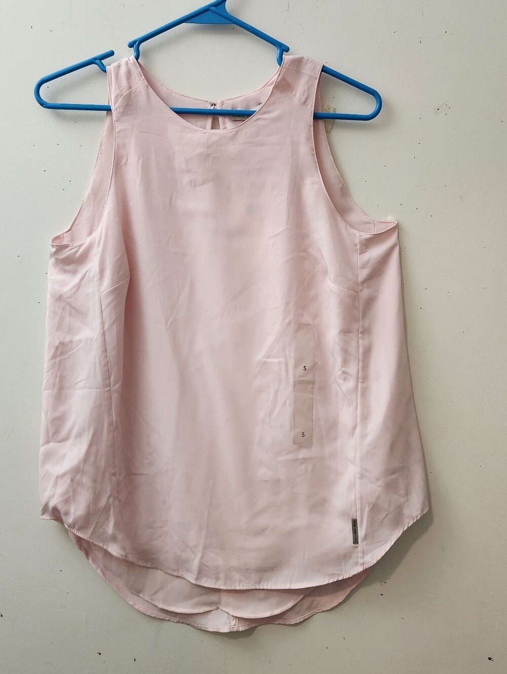 Calvin Klein NWT Swing Top Hi-Lo S Pink Lace  Keyhole Back Babydol Cottage Boho